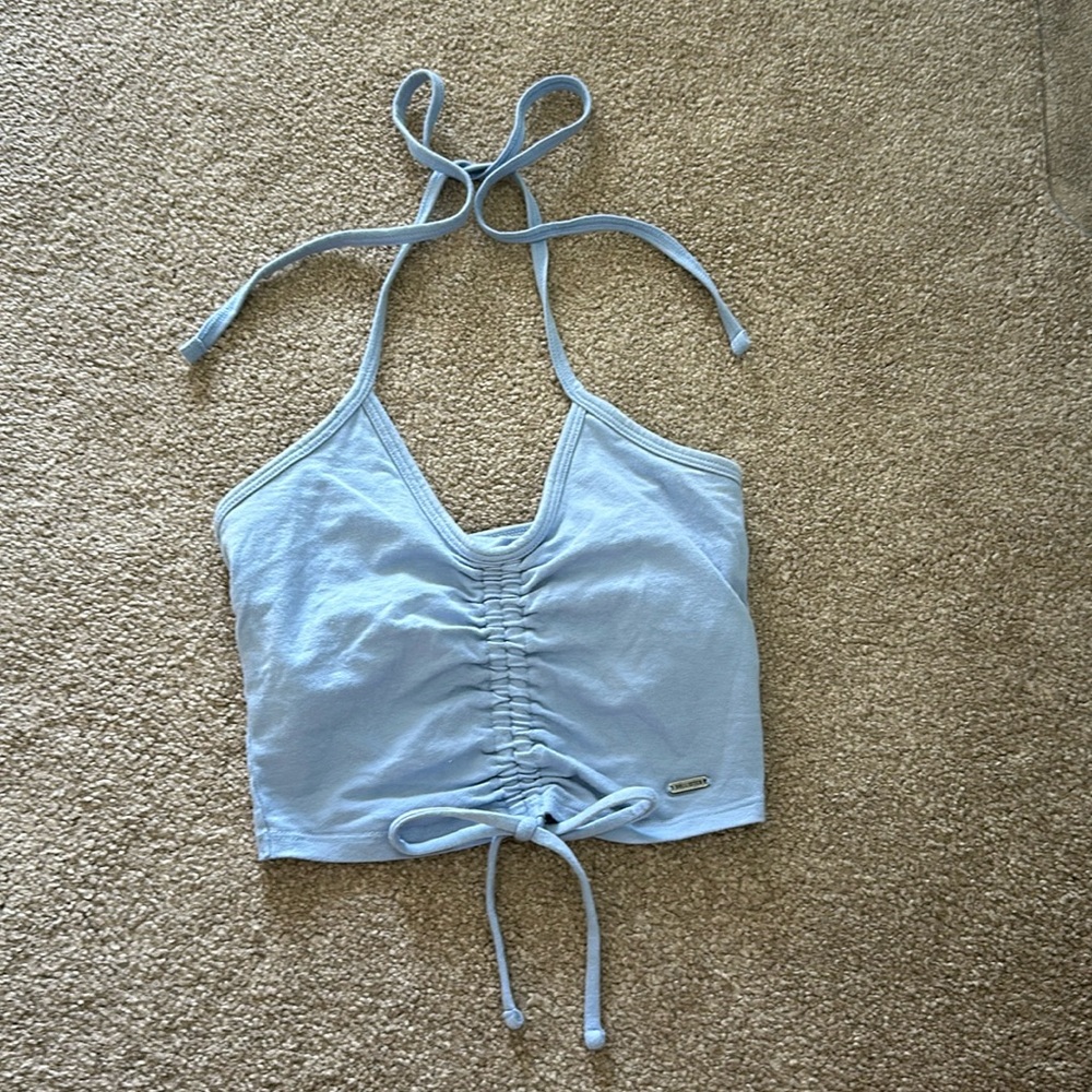 Super cute Hollister halter neck top in baby blue, size XXS!